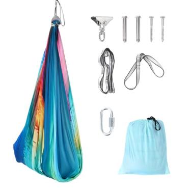 Imagem de Balanço sensorial - Balanço terapêutico de camada dupla de 139 cm x 149 cm para autismo, TDAH e necessidades sensoriais, efeito calmante de abraço, rotação de 360°, uso interno/externo, suporta até