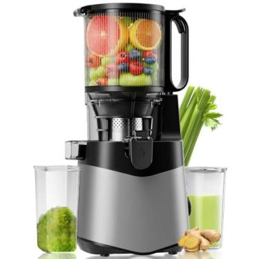 Imagem de Máquina de extrator de suco de chute de alimentação larga com 400 W, juicer de alto suco de suco, suco lento para todos os vegetais e frutas, cinza escuro