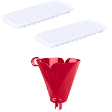 Imagem de Kit com 1 Suporte de Filtro de Café Vermelho 103 + 2 Forma de Gelo em Cubos Plástica