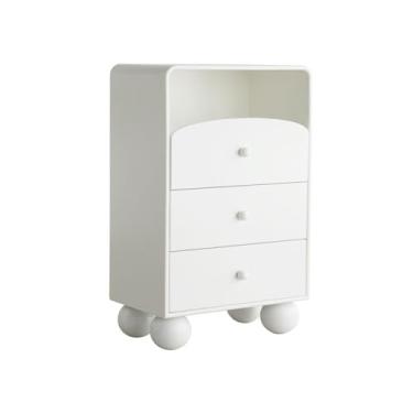 Imagem de Cômodas Cômoda, armário de armazenamento cômoda quarto com 3 gavetas, cabeceira(White-A)