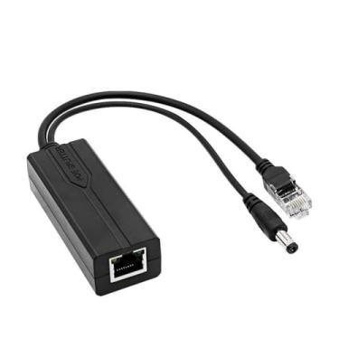 Imagem de Divisor Gigabit PoE DC 48V para 12V/2A, 1000mbps POE Injetor Power Over Ethernet Splitter adaptador para câmera de segurança