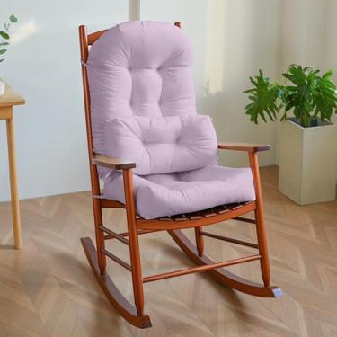Imagem de Activance Conjunto de almofadas para cadeira de balanço para ambientes internos grandes com laços almofada lombar extra de veludo holandês premium enchimento de alta resiliência fundo antiderrapante