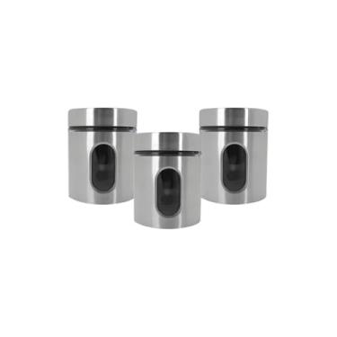 Imagem de Kit 3 Potes em Vidro com Tampa Inox, 870ml, 1260ml e 2130ml, Transparente, para Armazenamento de Alimentos