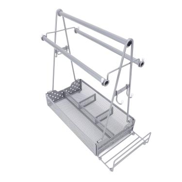 Imagem de Dioche Churrasqueira Caddy Grill Condimento Organizador Suporte para Utensílio de Piquenique de Malha de Arame de Aço Carbono Resistente Com Rolo de Toalha de Papel Removível para