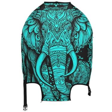 Imagem de Joisal Capa protetora de bagagem, capas de mala fofas chiques de elefante azul, estampas artísticas, presentes de viagem, manga de bagagem, Arte chique de elefante azul, M, Fits 22-24 Inch Case, Capa