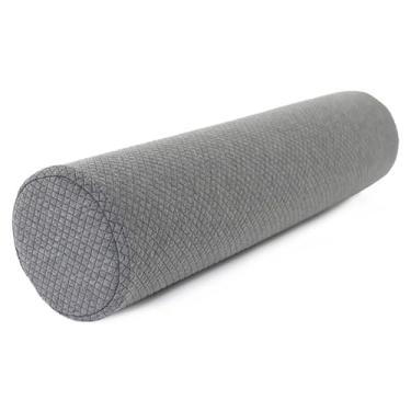 Imagem de SPXMQSS Travesseiro de espuma viscoelástica cilíndrico redondo macio ortopédico travesseiro de suporte de pescoço travesseiros grossos para dormir de lado com zíper capa lavável cinza 15 x 70 cm