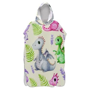 Imagem de TSENQUE Poncho de surfe plus size trocador de roupão para adultos praia moletom toalha natação bonito desenho animado dragões bege unissex adulto poncho com capuz