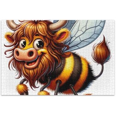 Imagem de Quebra-cabeças engraçados de abelha de desenho animado para adultos, 1000 peças, jogo de arte, grande quebra-cabeça branco elefante