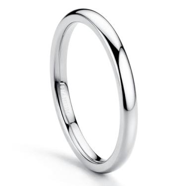 Imagem de Jstyle Aliança de casamento de titânio de 2 mm, 4 mm e 6 mm, para mulheres e homens, banhado a prata/preto/ouro, abobadado, alto polimento, aliança de noivado e compromisso, aliança de casamento