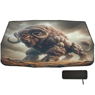 Imagem de Toldo retrátil de bisão gigante para carro para-brisa frontal proteção de isolamento térmico para carro para-sol para-brisa guarda-chuva, viseira solar para carros