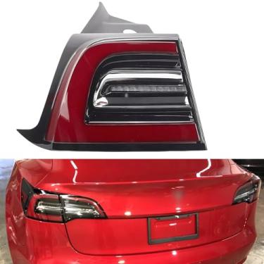 Imagem de AceRide Conjunto de luz traseira esquerda LED do lado do motorista de 3 pinos, compatível com Tesla Model 3 2017-2020 Lâmpada de freio do lado do motorista traseiro OEM # 1077397-00-H, 1077397-00-F