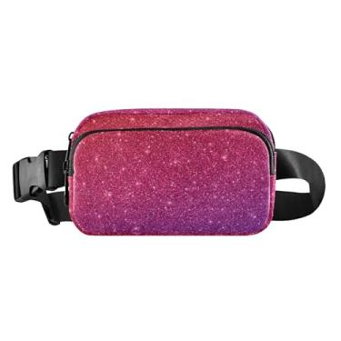 Imagem de Bolsa de cinto colorida gradiente ajustável alça transversal pochete feminina transversal, Glitter vermelho roxo, one size, Glitter vermelho roxo