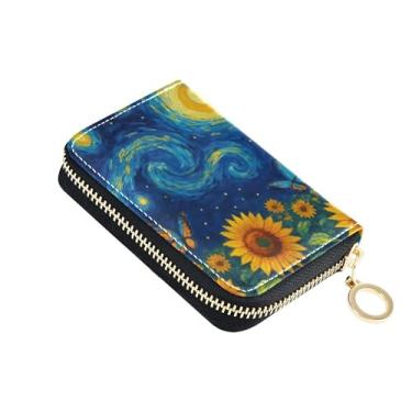 Imagem de Carteira feminina com flores florais amarelas pastel, porta-cartão de crédito, bloqueio de RFID, zíper ao redor do zíper, carteira de viagem com chaveiro