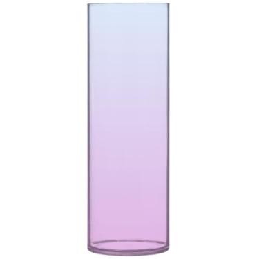 Imagem de Vasos cilíndricos elegantes azuis médios lavanda magenta gradiente decoração de casa vasos grandes personalizados de plástico floral decoração de casa estética, 30 cm x 9,9 cm