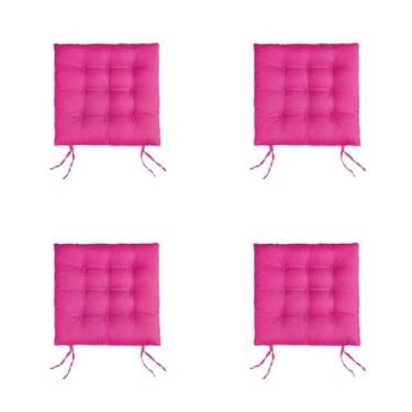 Imagem de Kit 4 Almofadas Futon para Cadeira 40x40 cm – Assento Confortável para Sala e Escritório (Pink)