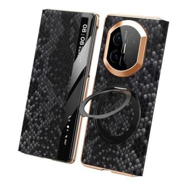 Imagem de LTLMYDAM Capa de couro genuíno para Huawei Mate X7, View Flip Luxury Plating Slim Cover Anel magnético capa de proteção total, preta, X7