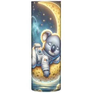 Imagem de Lindo vaso cilíndrico decorativo estrelado lua coala para flores, vaso redondo de plástico personalizado, decoração de mesa moderna floral fofa, 30 cm x 9,9 cm