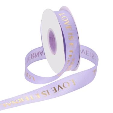 Imagem de PATIKIL Fita de gorgorão personalizada, 2,5 cm x 1,5 m, fita de poliéster Love is Eternal para festas de fim de ano, decoração de casamento, embrulho de presente, lavanda