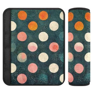 Imagem de Joitme Almofadas de alça de assento de carro de flanela macia retrô de bolinhas - Almofadas acolchoadas para carros, bolsas de câmera e mochilas