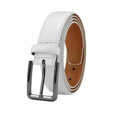 Imagem de Cinto Masculino Grande Com Fivela De Metal Automática Em Couro Legítim