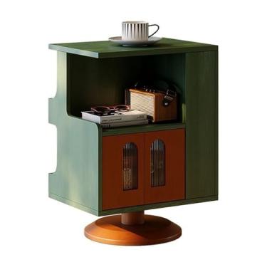 Imagem de Mesa de cabeceira de madeira maciça, mesa de cabeceira totalmente montada com prateleira aberta, mesas de canto para sala de estar, mesa de cabeceira com armazenamento, mesa de canto moderna grande