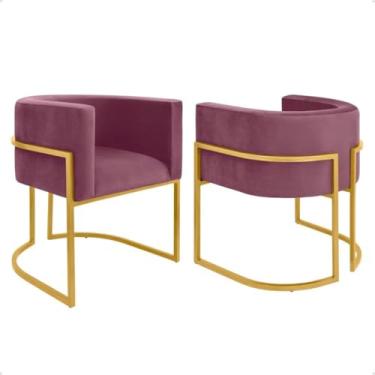 Imagem de Kit 2 Poltronas para Recepção - Conjunto Decorativo para Clínica, Consultório e Sala de Espera, Confortável e Moderno(rose gold.,dourado)