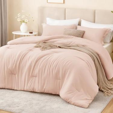 Imagem de Love's cabin Conjunto de edredom rosa, solteiro/solteiro, GG, 2 peças, pré-lavado, 1 edredom (166 cm × 90") e 1 fronha (51 cm x 66 cm), leve e respirável para todas as estações