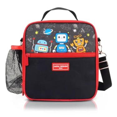 Imagem de Lancheira Térmica Infantil Jacki Design Amiguinhos - 4.752ml com Elástico Interno para Garrafa e Alças Ajustáveis (Robô Preto)