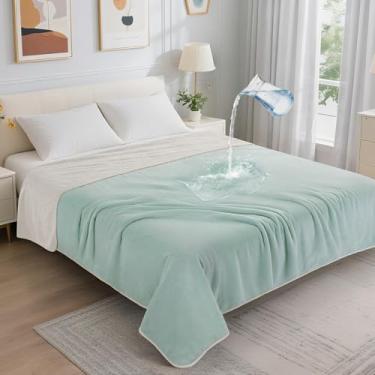 Imagem de LOOBANI Cobertor impermeável para cama: cobertor de cama de solteiro de flanela macia reversível 152 cm x 203 cm, cobertor de cachorro à prova de vazamento à prova de derramamento para sofá, proteção