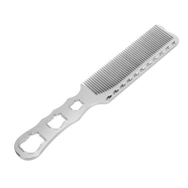 Imagem de Dioche Pente de Cabelo de Metal, Profissional, de Alumínio, Dente Fino, Corte de Cabelo, Pente Superior Plano, para Barbeiros, Estilistas (Prata)