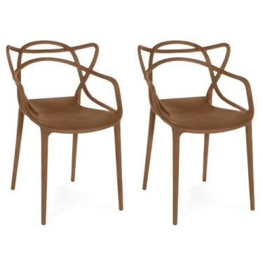 Imagem de Kit 2 Cadeiras de Jantar Allegra Prática Empilhável - Marrom - Magazin