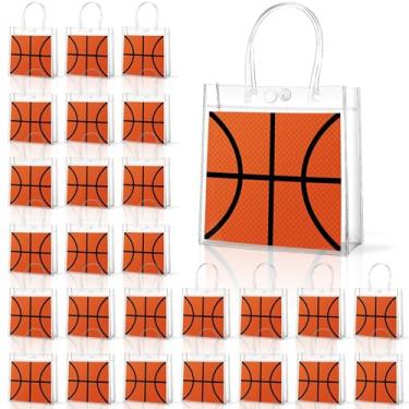 Imagem de 36 peças de sacolas de presente de basquete em PVC transparente com alças para presente de equipe de basquete para meninos, tema esportivo, lembrancinha de festa de aniversário, suprimentos de