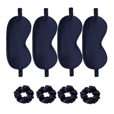Imagem de Máscara de cetim para os olhos, 8 peças, máscaras de seda para dormir, sombra de olhos sedosa, blecaute, cobertura para olhos, laços de cabelo, presentes de casamento