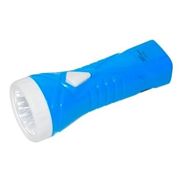 Imagem de Lanterna LED Recarregável, Azul, 5 LEDs, 350mAh, Bivolt 110V/220V, Modelo DP-1922B, 14x6cm