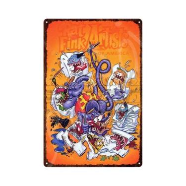 Imagem de Placa De Metal Vintage Rat Fink, Cartaz De Desenho Animado, Placa De L