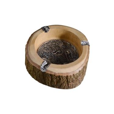 Imagem de Cinzeiro de mesa para homens e mulheres Tabuleiro redondo de charuto, suporte de cinzeiro de mesa para fumar cinzeiro para acessórios de suporte de cinzas para casa (6IN)