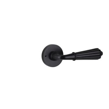 Imagem de VTGVVVTR Fechadura de porta preta estilo americano simples fechadura de porta de bronze interior estilo europeu quarto porta de madeira fechadura dividida magnética silenciosa (fechadura preta para