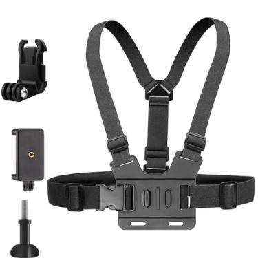 Imagem de Suporte ajustável para câmera de ação no peito – universal para GoPro Hero 13-6 e DJI Osmo Action 4, alça respirável antiderrapante para caminhadas, surfe, aventuras ao ar livre e fotografia POV/VLOG