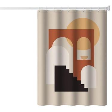 Imagem de Cortina de chuveiro moderna abstrata geométrica 180x200cm poliéster - 