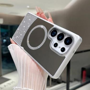 Imagem de HJZSZX Capa espelhada magnética com glitter para Galaxy A15 (para Galaxy A15/prata)