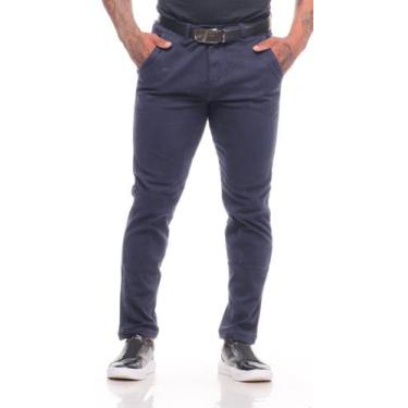 Imagem de Calça Social Masculina Sarja Slim Fit C Lycra - Mitchelgutto, Azul mar