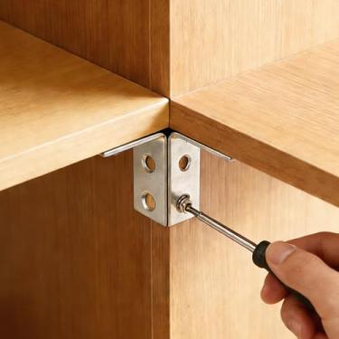 Imagem de 10 peças de suportes de canto L, suporte de ângulo reto de 90 graus, conjuntos de suportes de canto de aço inoxidável para prateleiras de madeira, cadeiras, mesas, cômodas, móveis (prata)