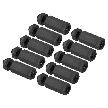 Imagem de Generic Parafusos sextavados de nylon M3, 1 conjunto/200 unidades PCB macho fêmea kit rosqueado para placas-mãe, capas de computador, placas de circuito, eletrônicos (12 mm + 5 mm, preto)