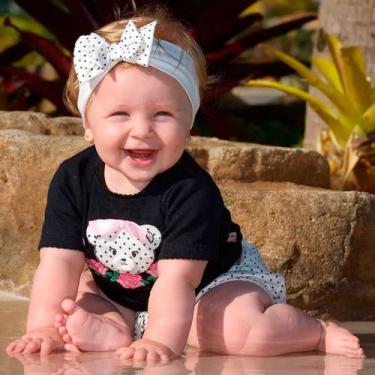 Imagem de Body Com Tapa Fralda Bebê Menina Suedine Estampado Upi Uli, P