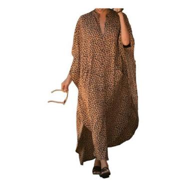 Imagem de E04-E0302-Vestido Longo Plus Size Larga Saída Praia Chemise Listras An