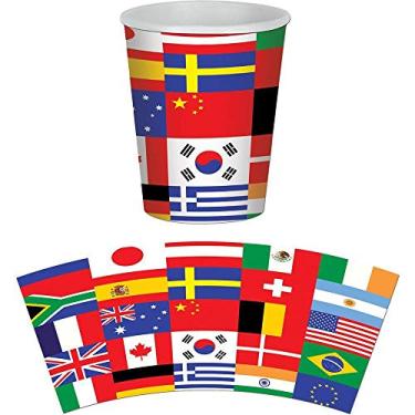 Imagem de Copos de Bebidas com Bandeira Internacional