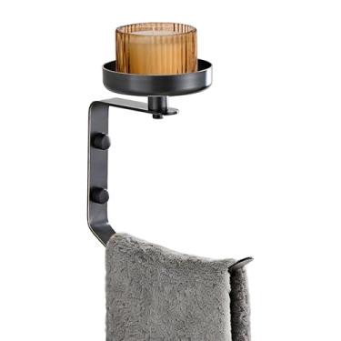 Imagem de Suporte de toalha de mão para banheiro com suporte de vela vintage montado na parede com suporte de vela cortado para decoração de banheiro e acessórios preto YIGUANXIN