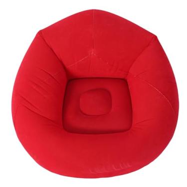 Imagem de LAISANIM Cadeira inflável, espreguiçadeira confortável, sofá macio de ar, sofá dobrável portátil de PVC para sala de estar, quarto, escritório, viagens, 75 x 75 x 45 cm (vermelho)