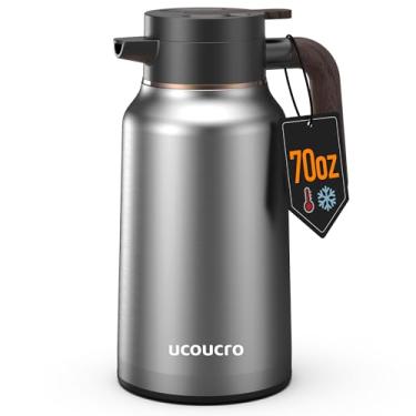 Imagem de Garrafa térmica de café de 1,984 g/2L – Garrafas de aço inoxidável 18/8 para líquidos quentes - Dispensador de café isolado para manter bebidas quentes/frias, café, chá, água, dispensador de bebidas