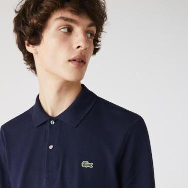 Imagem de Polo Lacoste Clássico Fit de Manga Longa L.12.12, Azul marinho, XL